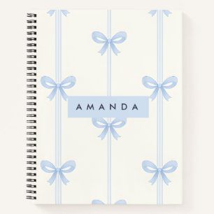 Personalisierte Coquette Pastell Hellblaue Schleif Notizbuch