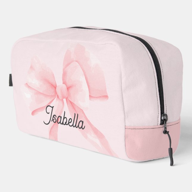 Personalisierte Coquette-Rosa-Schleife Mädchen Waschbeutel (Rechte Ecke)