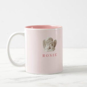 Personalisierte Coquette-Schlafengel-Skulptur Zweifarbige Tasse