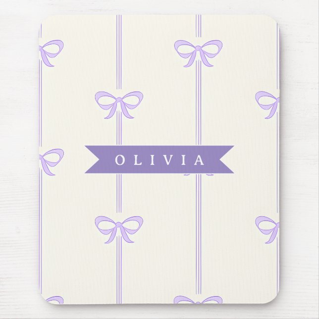Personalisierte Coquette-Schleifen-Name Mädchenhaf Mousepad (Vorne)