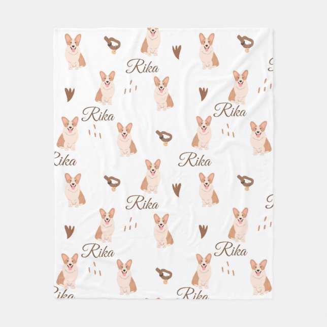 Personalisierte Corgi-Hunde-Babydecke | Benutzerde Fleecedecke (Vorderseite)