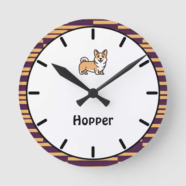 Personalisierte Corgi Puppy Docking Uhr (Vorderseite)