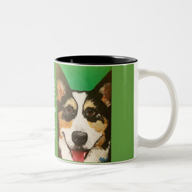 Personalisierte Corgi-Tasse Zweifarbige Tasse (Rechts)
