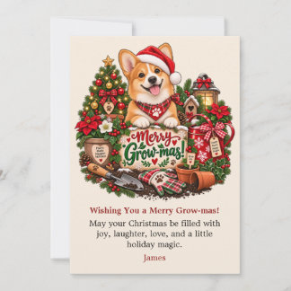 Personalisierte Corgi-Weihnachtskarte, Gartenliebh Feiertagskarte