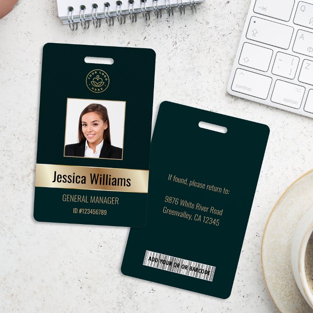 Personalisierte Corporate Employee Gold Green ID Ausweis (Von Creator hochgeladen)