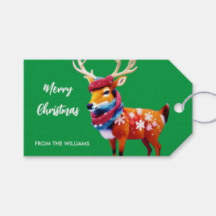 Personalisierte Cosy Christmas Reindeer-Geschenkta Geschenkanhänger