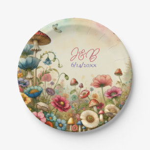 Personalisierte Cottage Core Hochzeit  Pappteller