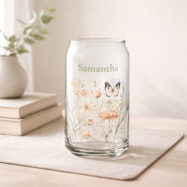 Personalisierte Cottagecore Blumen Dosenglas