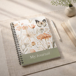 Personalisierte Cottagecore Blumen und Schmetterli Notizblock