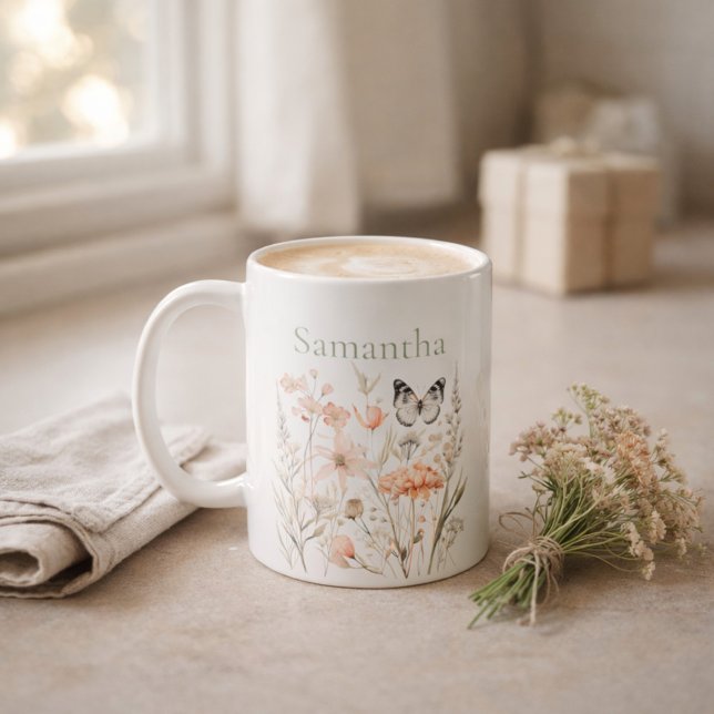 Personalisierte Cottagecore-Wildblume Kaffeetasse (Von Creator hochgeladen)