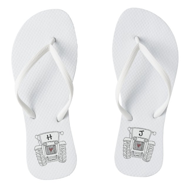 Personalisierte Country Wedding Traktor Flip Flops (Fußbett)