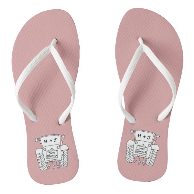 Personalisierte Country Wedding Traktor Flip Flops (Fußbett)