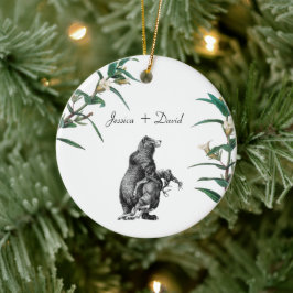 Personalisierte Couple Names Weihnachtsbärenjagd Keramik Ornament