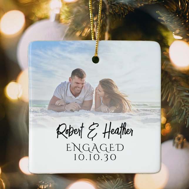 Personalisierte Couple Picture Verlobung Weihnacht Keramikornament (Von Creator hochgeladen)