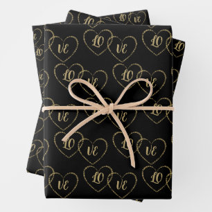 Personalisierte Coupons Gold und Black Heart Charm Geschenkpapier Set