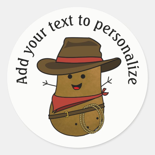 Personalisierte Cowboy-Kartoffel Runder Aufkleber (Vorderseite)