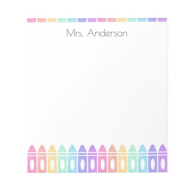 Personalisierte Crayon Kindergarten Lehrer Notepad Notizblock (Vorderseite)