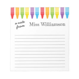 Personalisierte Crayons Lehrer Wertgutscheine Notizblock
