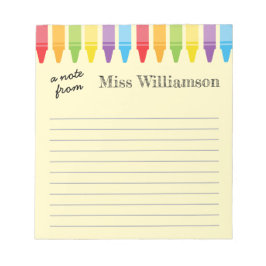 Personalisierte Crayons Lehrer Wertgutscheine Notizblock