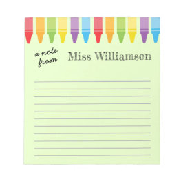 Personalisierte Crayons Lehrer Wertgutscheine Notizblock