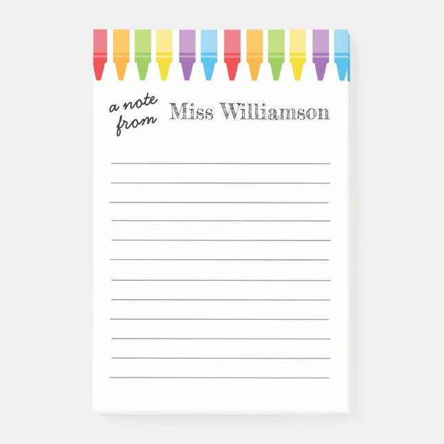 Personalisierte Crayons Lehrer Wertgutscheine Post-it Klebezettel (Vorderseite)