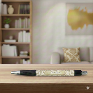 Personalisierte Creme Gold-Rocaille-Filigranarbeit Kugelschreiber