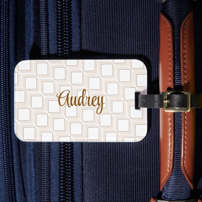 Personalisierte, cremefarbene Gepäckmarke Gepäckanhänger (Vorderseite Insitu 4)