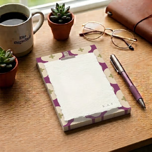 Personalisierte cremefarbene Magenta-Blumen Post-it Klebezettel