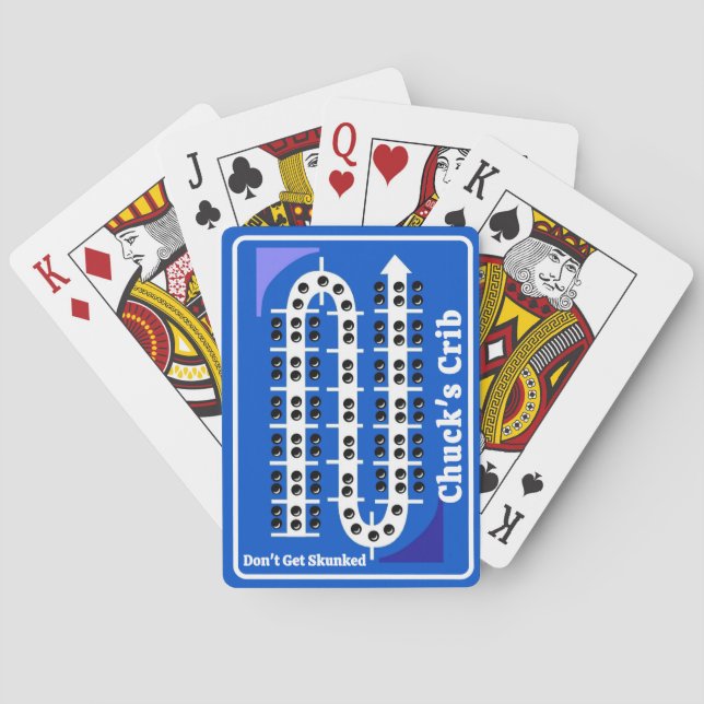 Personalisierte Cribbage-Spielkarten Blau Spielkarten (Rückseite)