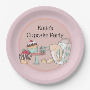Personalisierte Cupcake-Backparty Pappteller