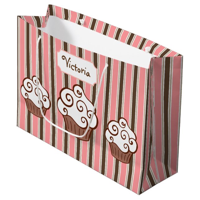 Personalisierte Cupcake-Geschenktasche Große Geschenktüte (Vorderseite Schrägansicht)