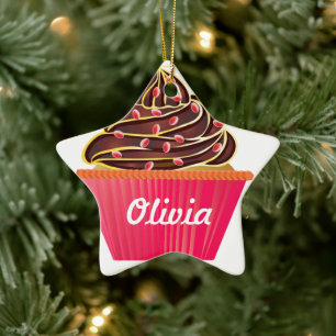 Personalisierte Cupcake Sprinklen Keramik Ornament