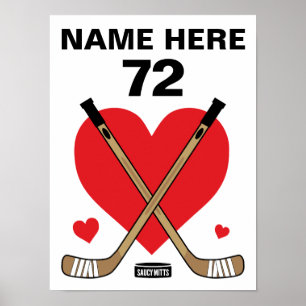 Personalisierte Custom Girls Liebe Heart Hockey St Poster