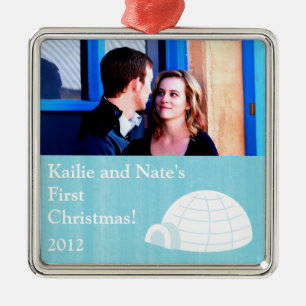 Personalisierte Custom Ornaments Icy Iglu Baby Blu Silbernes Ornament