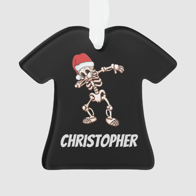 Personalisierte Dabbing Weihnachtsmannmütze Skelet Ornament (Vorderseite)