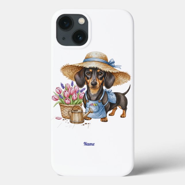 Personalisierte Dachshund-Garten-Handy- und Tablet Case-Mate iPhone Hülle (Rückseite)