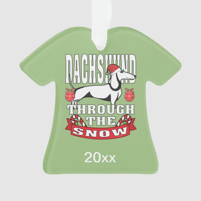 Personalisierte Dackel durch den Schneeurlaub Ornament (Vorderseite)