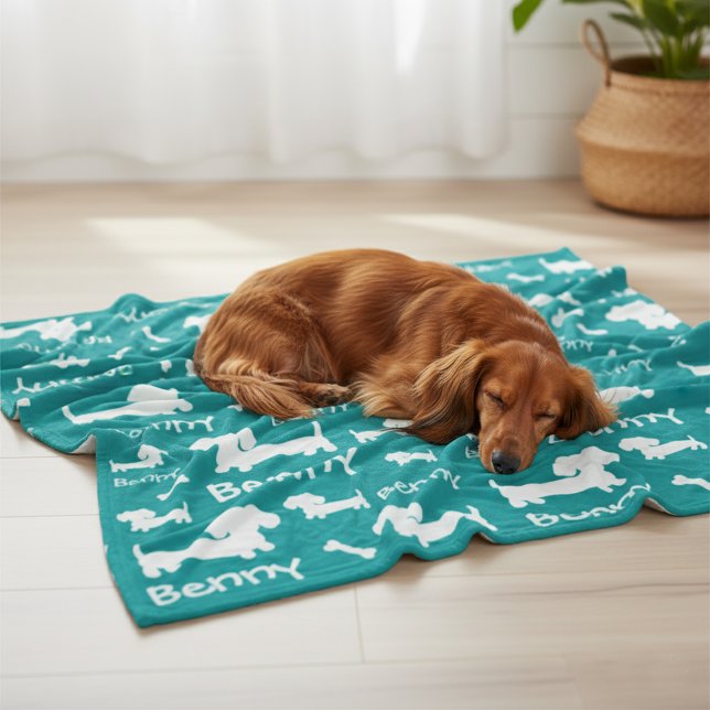 Personalisierte Dackel Fleece Blanket für Dackeln (Personalized dachsund blanket)