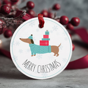 Personalisierte Dackel Frohe Weihnachten Geschenkanhänger