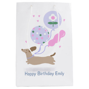 Personalisierte Dackel Geburtstagsparty Hund Lover Mittlere Geschenktüte