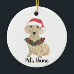 Personalisierte Dackel (glatter, cremiger Fawn Tan Keramik Ornament<br><div class="desc">Machen Sie die schöne Liste in diesem Jahr mit einem personalisierten Ornament Ihrer Lieblings-kleine glatte Creme Dackel Elf! Für die süßesten Geschenke,  paaren Sie es mit einem passenden Kunstdruck oder einem anderen Artikel aus meiner Sammlung!</div>