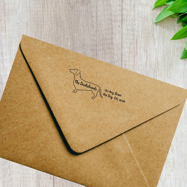 Personalisierte Dackel Gummistempel (Cute personalized dachshund rubber return address stamp. Available in multiple sizes.)