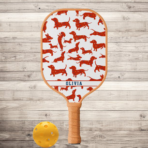 Personalisierte Dackel Hund, Wurst Hund Retro Must Pickleball Schläger