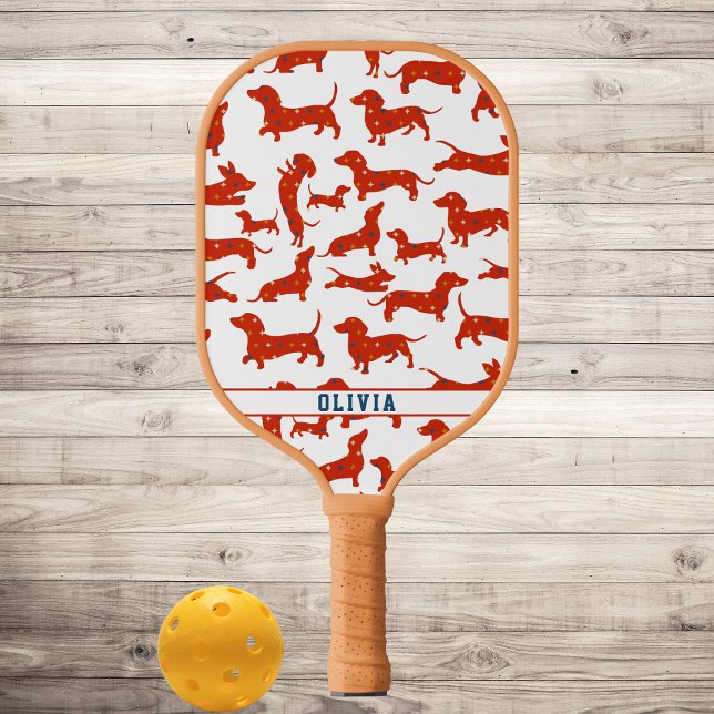 Personalisierte Dackel Hund, Wurst Hund Retro Must Pickleball Schläger (Von Creator hochgeladen)
