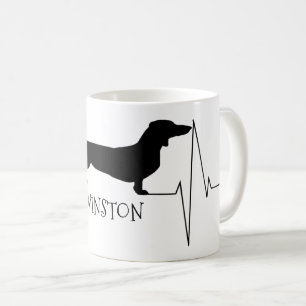 Personalisierte Dackel Liebe Mein Hund Herzschlag Kaffeetasse