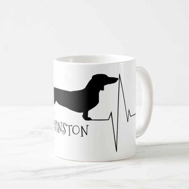 Personalisierte Dackel Liebe Mein Hund Herzschlag Kaffeetasse (VorderseiteRechts)
