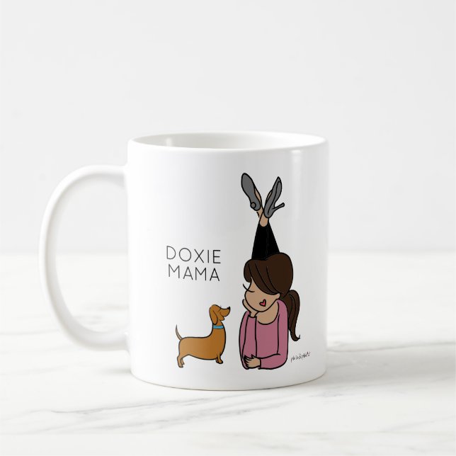 Personalisierte Dackel Mama-Kaffee-Tasse Kaffeetasse (Links)