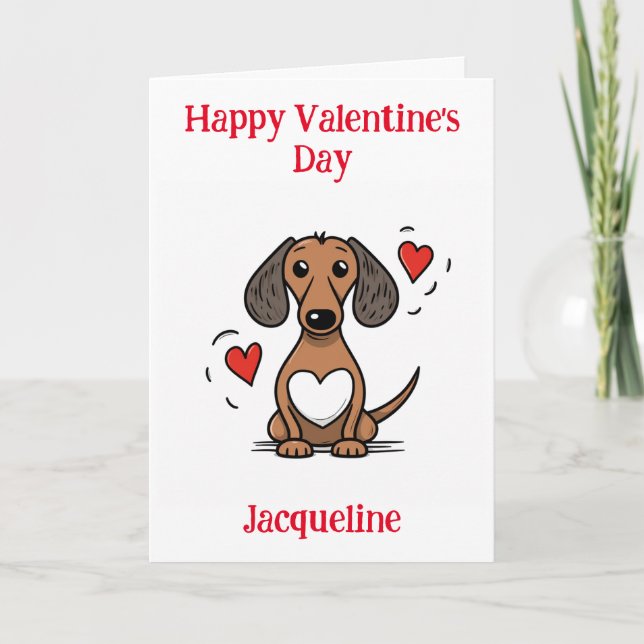 Personalisierte Dackel Valentine Card Feiertagskarte (Vorderseite)