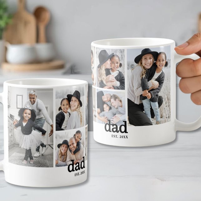 Personalisierte Dad Established Foto-Collage Kaffeetasse (Personalized Dad Established Photo Collage Coffee Mug)