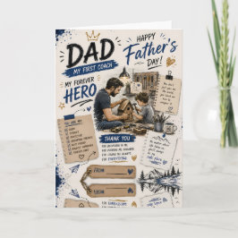 Personalisierte Dad First Coach Grußkarte Karte
